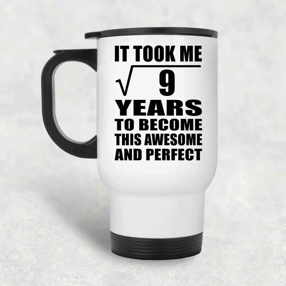 3rd Birthday Took Square Root of 9 Years To Awesome - White Travel Mug
