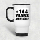 12th Anniversary Square Root of 144 Years Anniversary - White Travel Mug