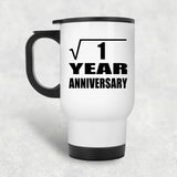 1st Anniversary Square Root of 1 Year Anniversary - White Travel Mug