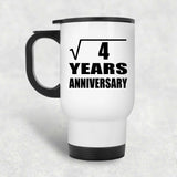 2nd Anniversary Square Root of 4 Years Anniversary - White Travel Mug