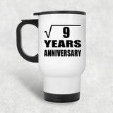 3rd Anniversary Square Root of 9 Years Anniversary - White Travel Mug