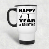Happy 1st Anniversary Square Root of 1 Year & Counting - White Travel Mug