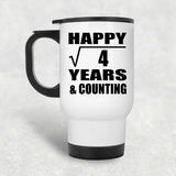 Happy 2nd Anniversary Square Root of 4 Years & Counting - White Travel Mug