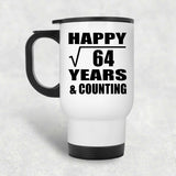 Happy 8th Anniversary Square Root of 64 Years & Counting - White Travel Mug