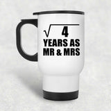 2nd Anniversary Square Root of 4 Years As Mr & Mrs - White Travel Mug