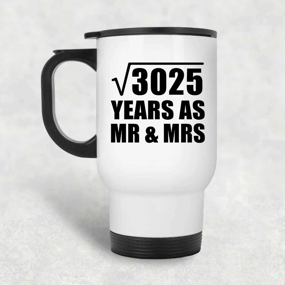 55th Anniversary Square Root of 3025 Years As Mr & Mrs - White Travel Mug