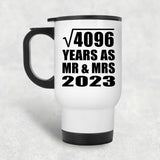64th Anniversary Square Root of 4096 Years As Mr & Mrs 2023 - White Travel Mug