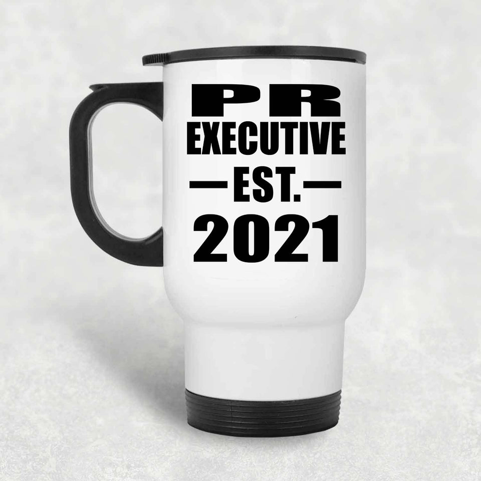 PR Executive Established EST. 2021 - White Travel Mug