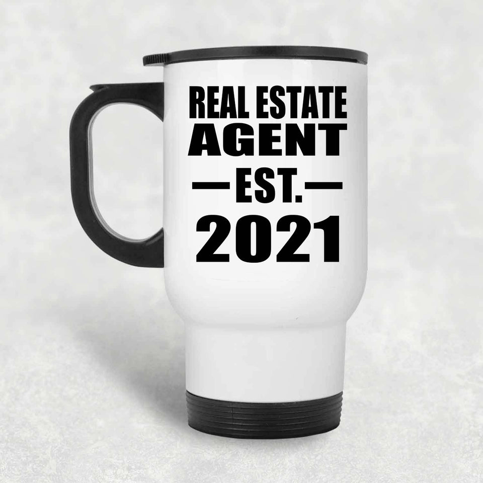 Real Estate Agent Established EST. 2021 - White Travel Mug