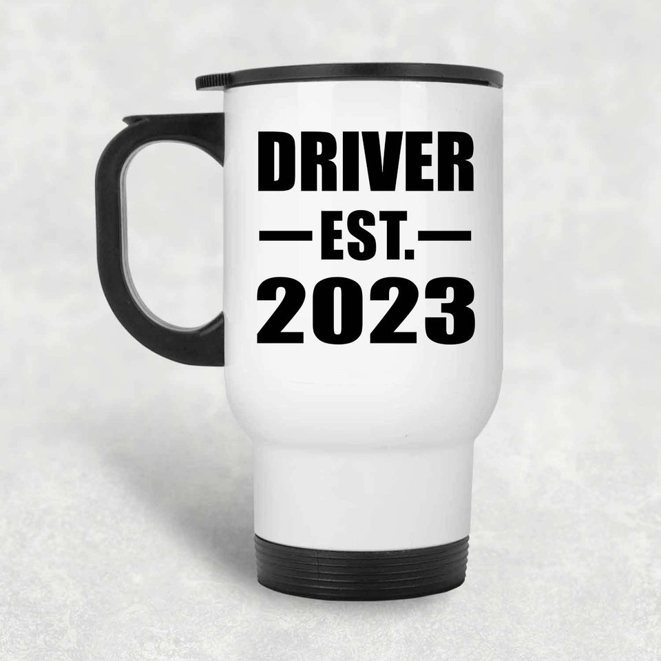 Driver Established EST. 2023 - White Travel Mug