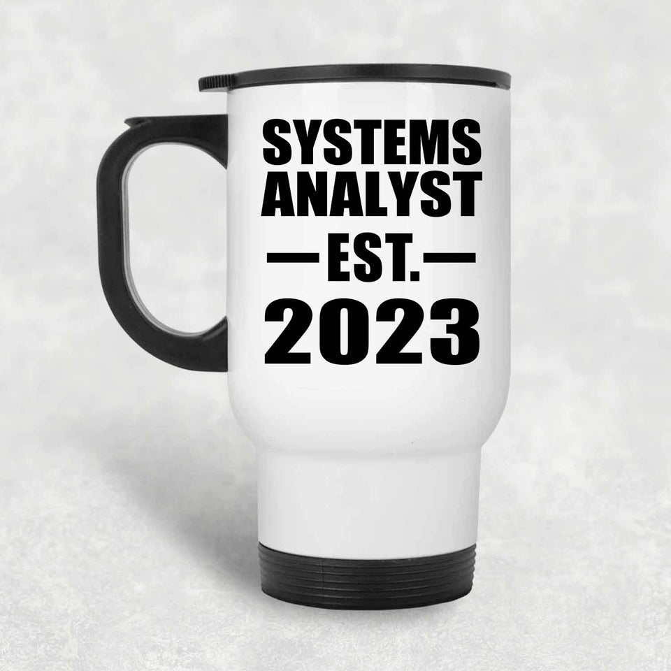 Systems Analyst Established EST. 2023 - White Travel Mug