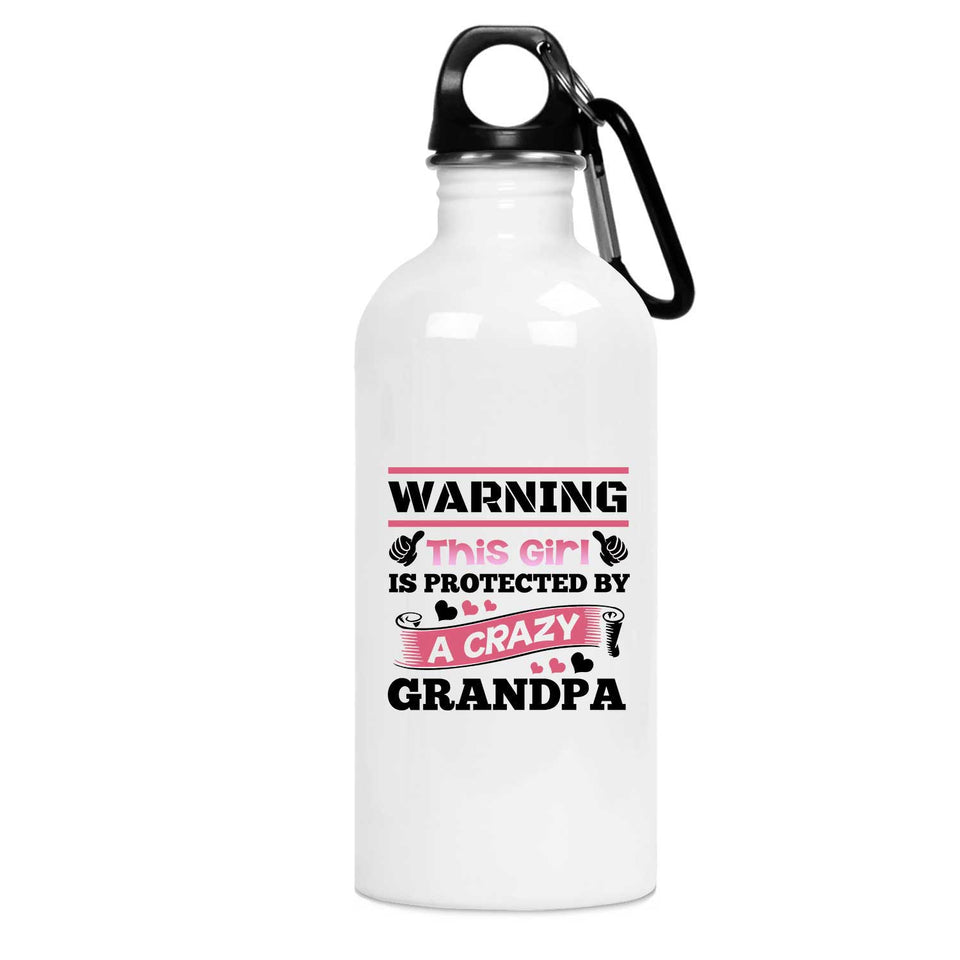 Warning This Girl Is Protected by A Crazy Grandpa - Water Bottle