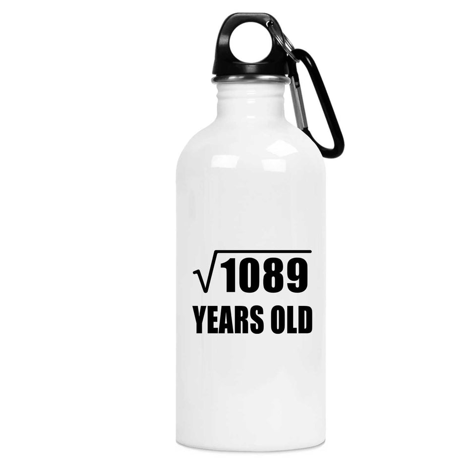 33rd Birthday Square Root of 1089 Years Old - Water Bottle