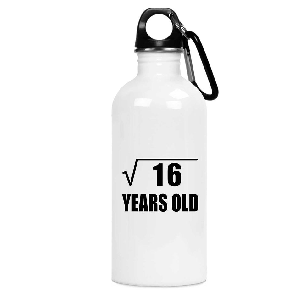 4th Birthday Square Root of 16 Years Old - Water Bottle