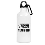 65th Birthday Square Root of 4225 Years Old - Water Bottle