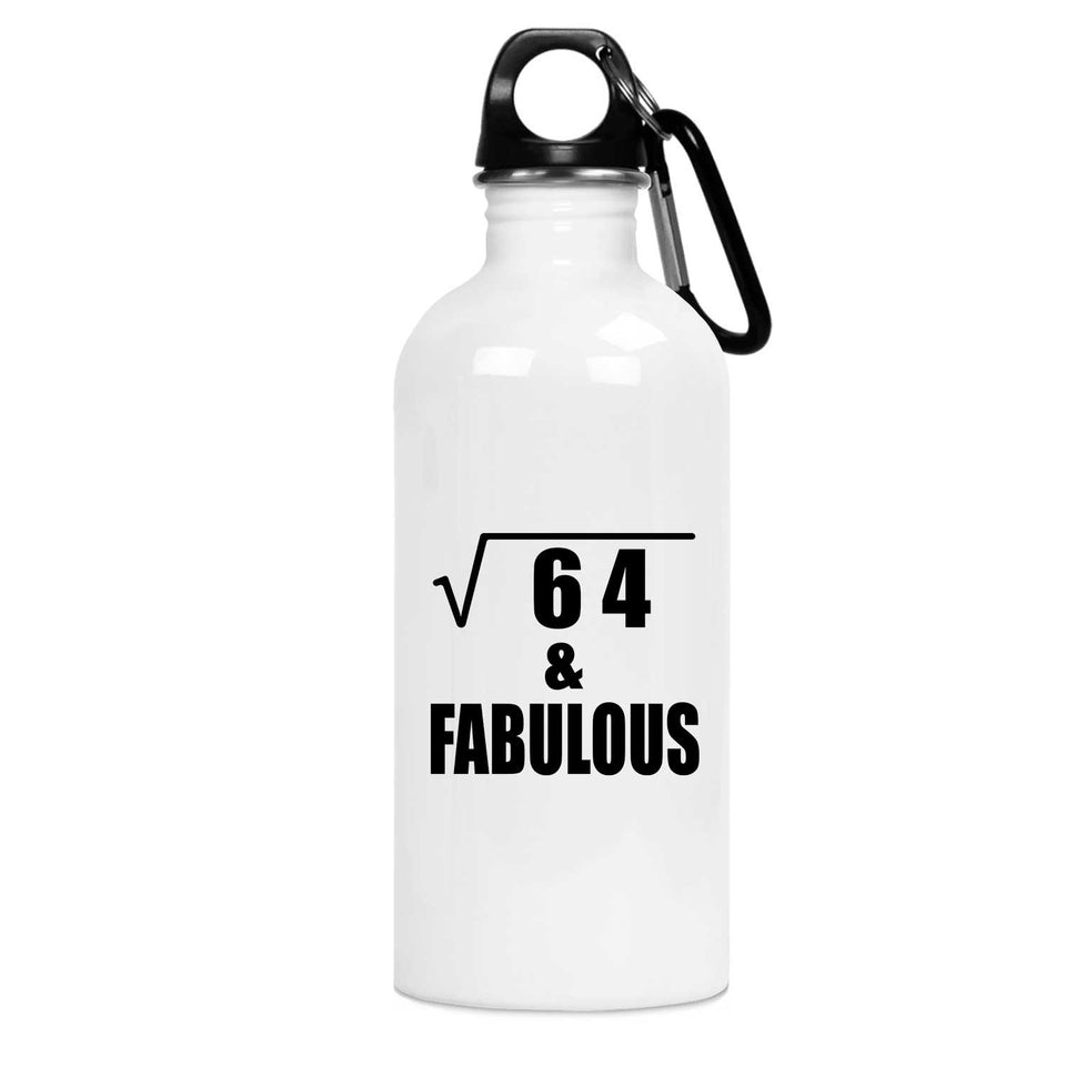 8th Birthday Square Root of 64 & Fabulous - Water Bottle