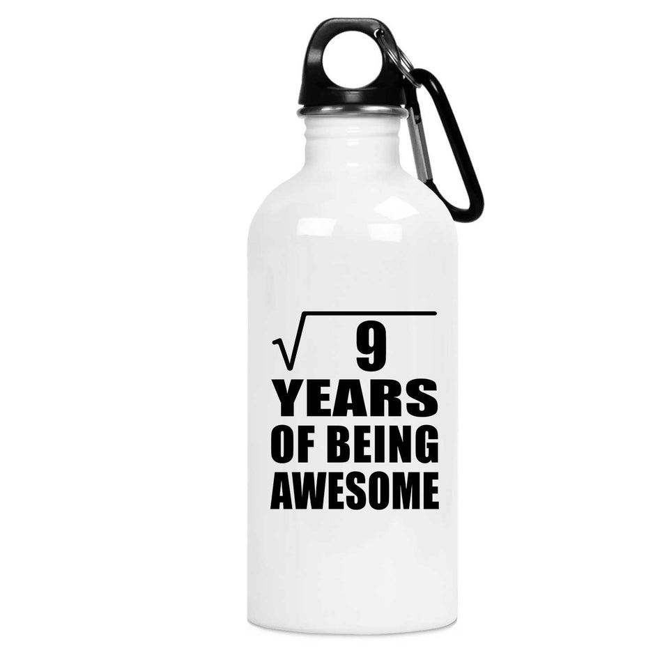 3rd Birthday Square Root of 9 Years of Being Awesome - Water Bottle