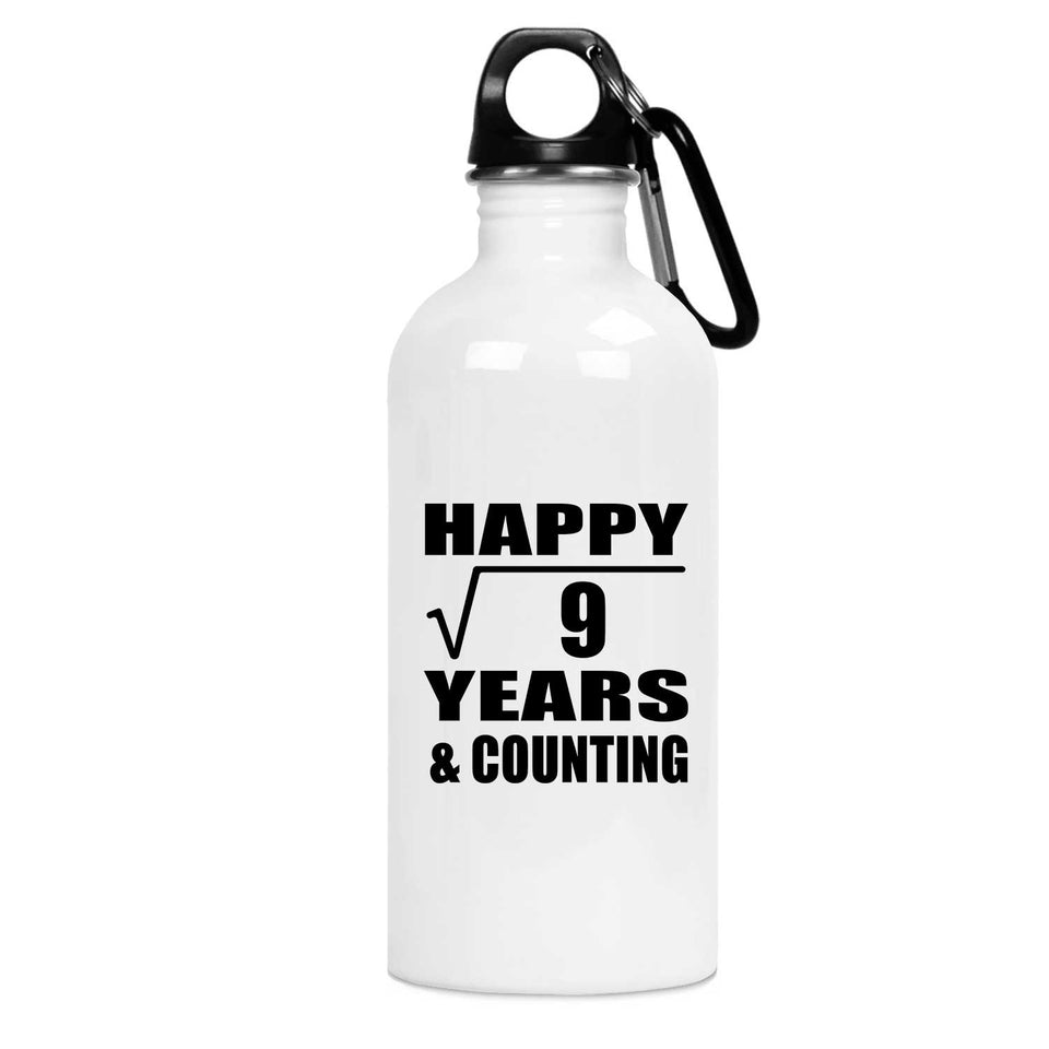Happy 3rd Anniversary Square Root of 9 Years & Counting - Water Bottle