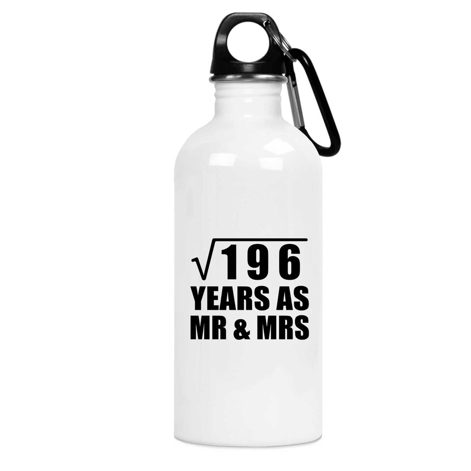 14th Anniversary Square Root of 196 Years As Mr & Mrs - Water Bottle