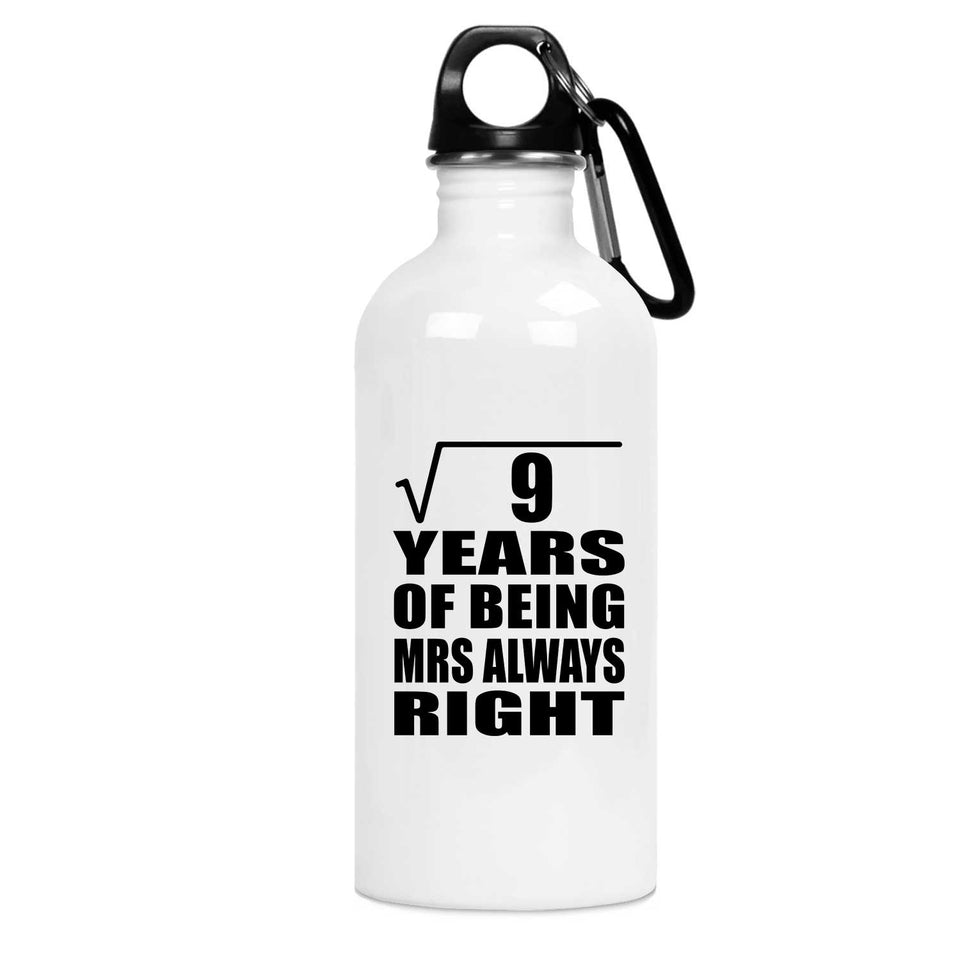 3rd Anniversary Square Root of 9 Years Mrs Always Right - Water Bottle