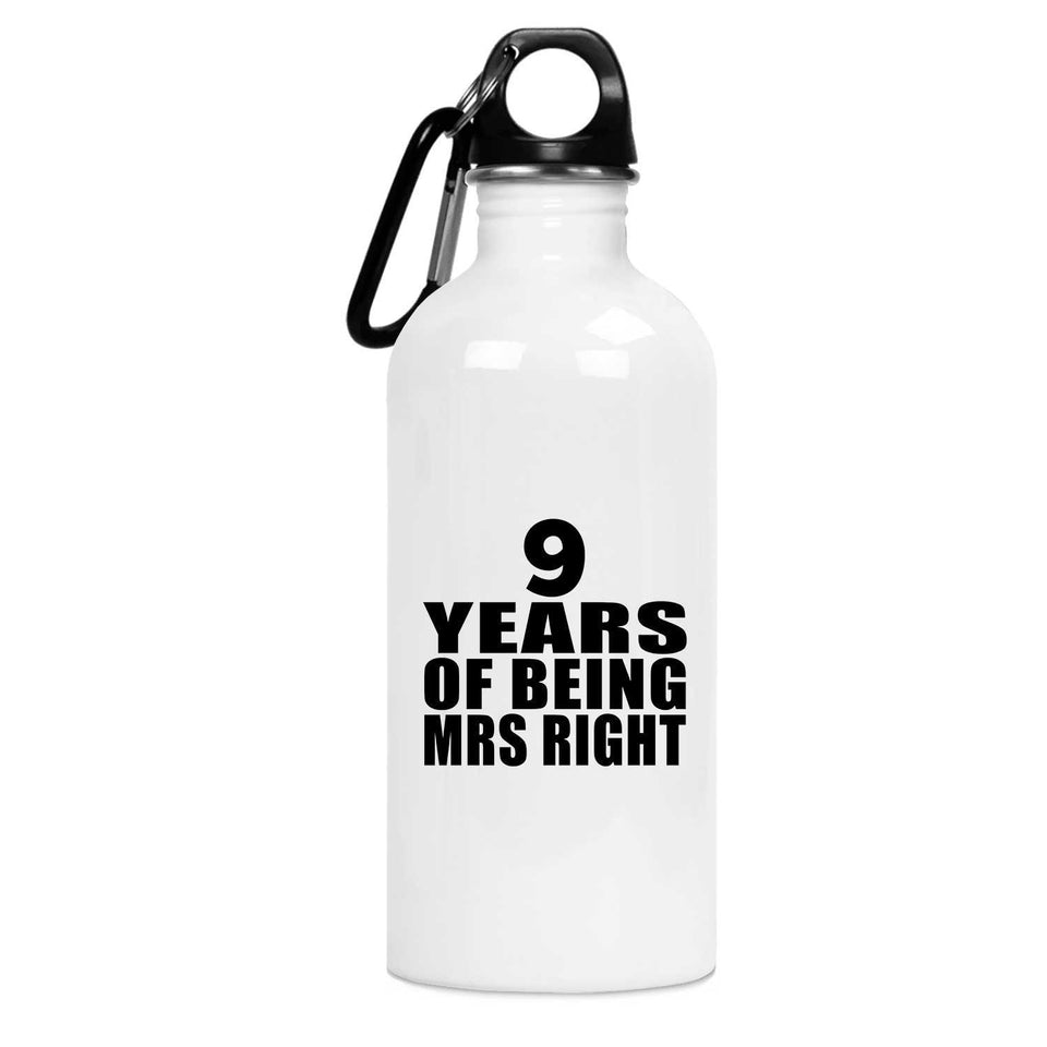 9th Anniversary 9 Years Of Being Mrs Right - Water Bottle