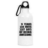9th Birthday 9 Years 108 Months 3287 Days Of Awesome - Water Bottle