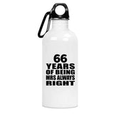 66th Anniversary 66 Years of Being Mrs Always Right - Water Bottle