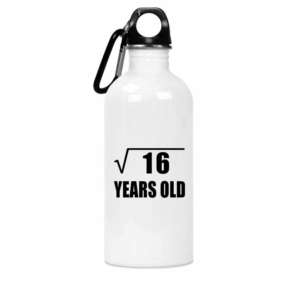4th Birthday Square Root of 16 Years Old - Water Bottle