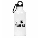 4th Birthday Square Root of 16 Years Old - Water Bottle