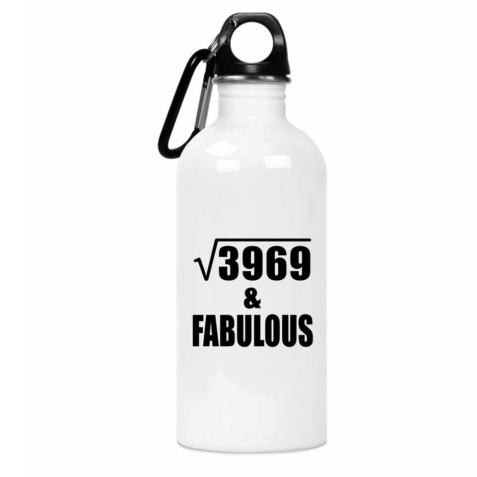 63rd Birthday Square Root of 3969 & Fabulous - Water Bottle