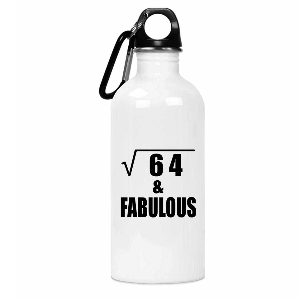 8th Birthday Square Root of 64 & Fabulous - Water Bottle