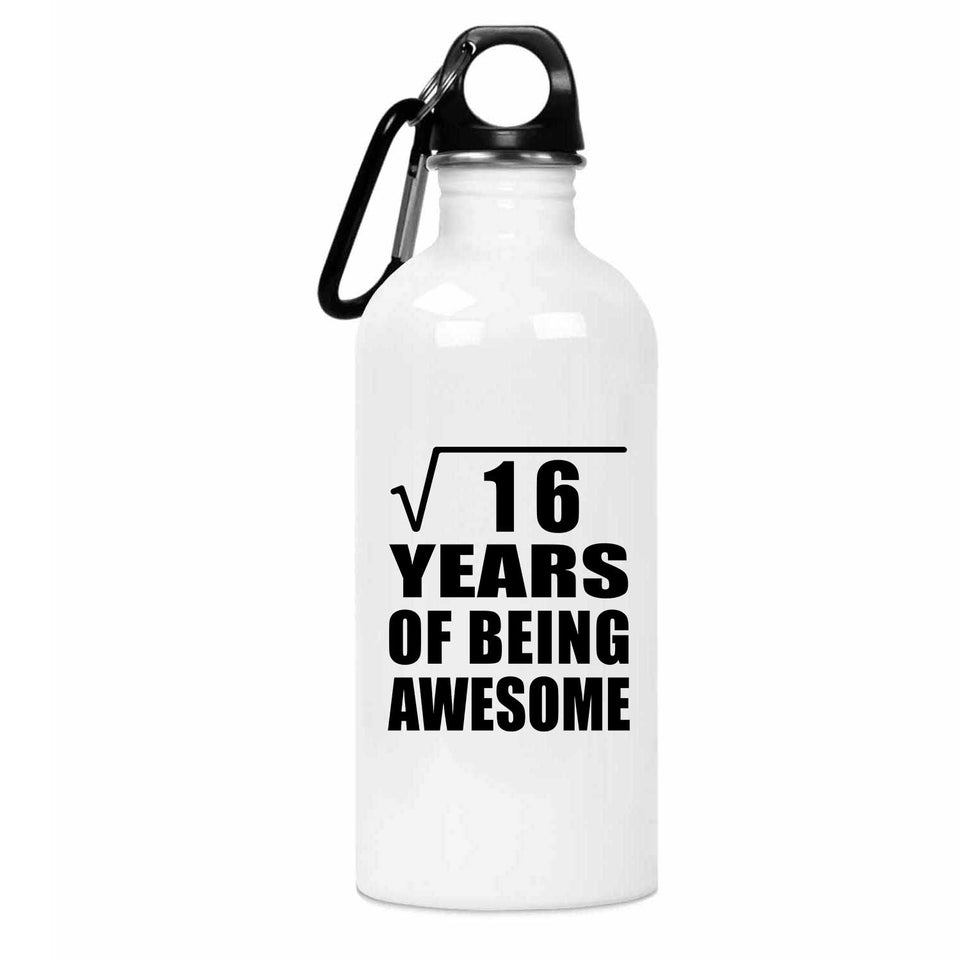 4th Birthday Square Root of 16 Years of Being Awesome - Water Bottle