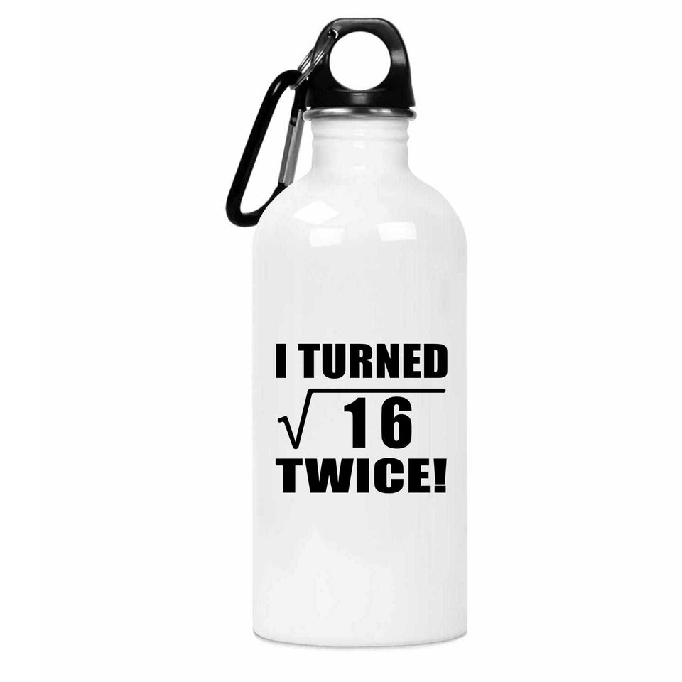 8th Birthday I Turned Square Root of 16 Twice - Water Bottle