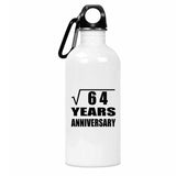 8th Anniversary Square Root of 64 Years Anniversary - Water Bottle