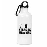 3rd Anniversary Square Root of 9 Years As Mr & Mrs - Water Bottle