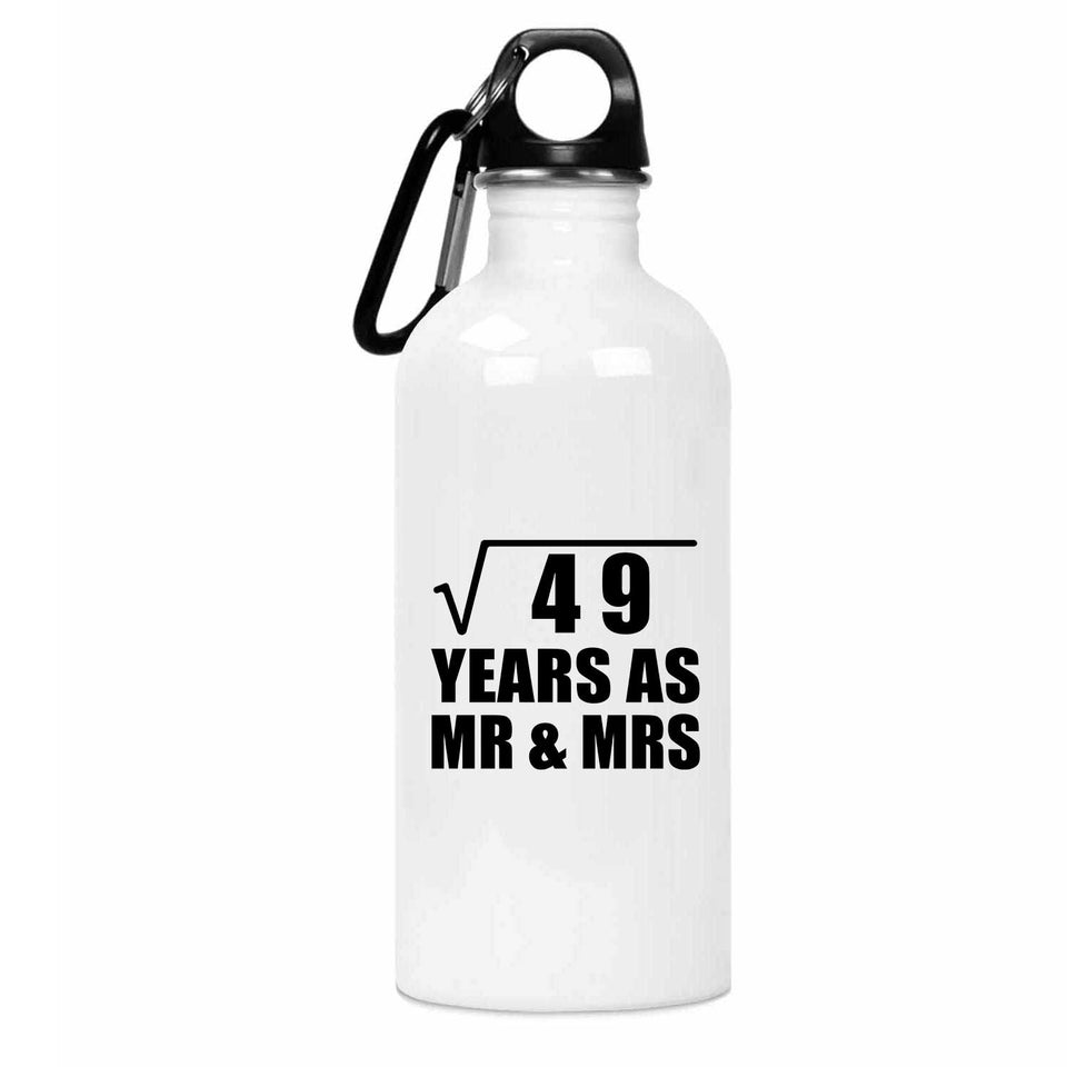 7th Anniversary Square Root of 49 Years As Mr & Mrs - Water Bottle