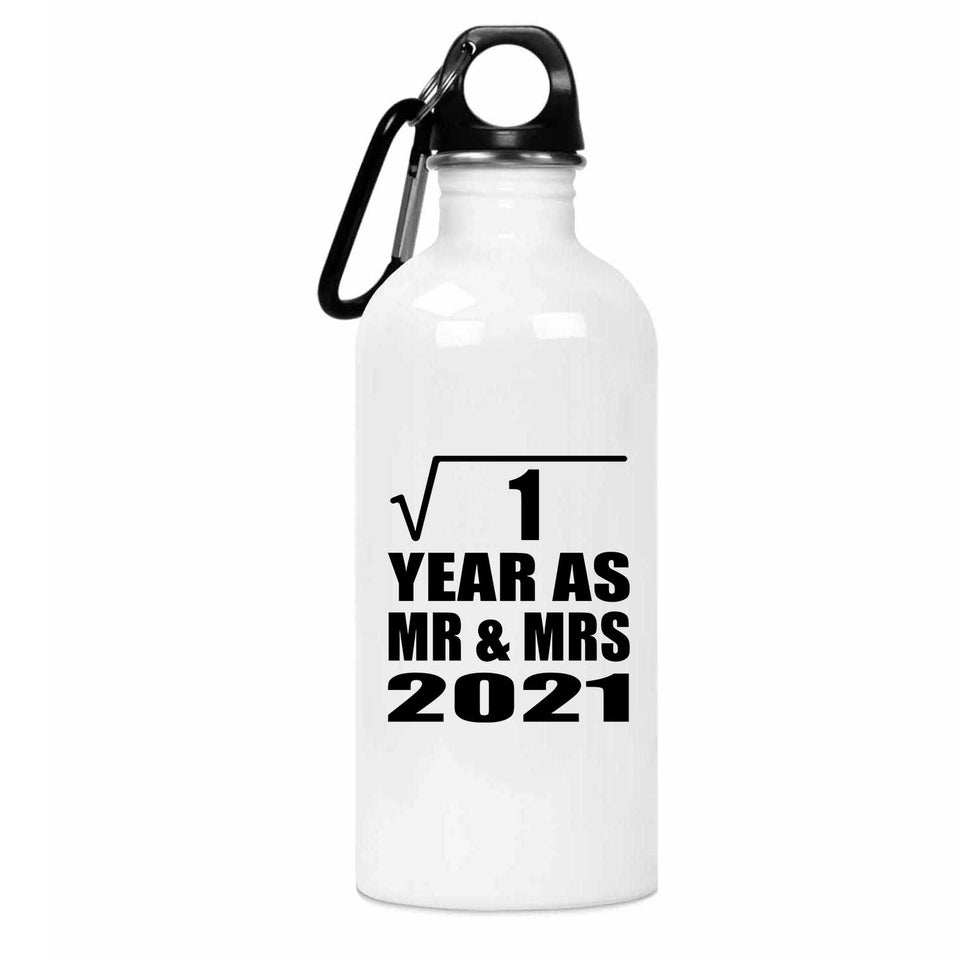 1st Anniversary Square Root of 1 Year As Mr & Mrs 2021 - Water Bottle