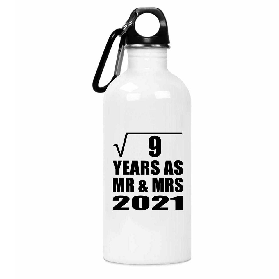 3rd Anniversary Square Root of 9 Years As Mr & Mrs 2021 - Water Bottle