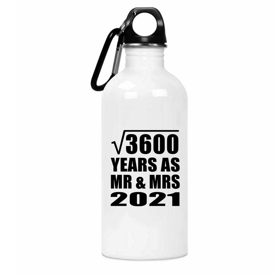 60th Anniversary Square Root of 3600 Years As Mr & Mrs 2021 - Water Bottle
