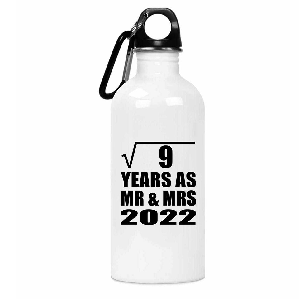 3rd Anniversary Square Root of 9 Years As Mr & Mrs 2022 - Water Bottle