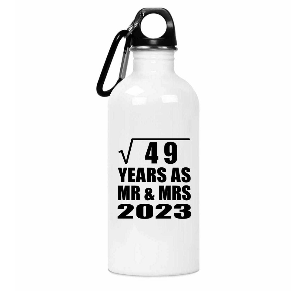 7th Anniversary Square Root of 49 Years As Mr & Mrs 2023 - Water Bottle