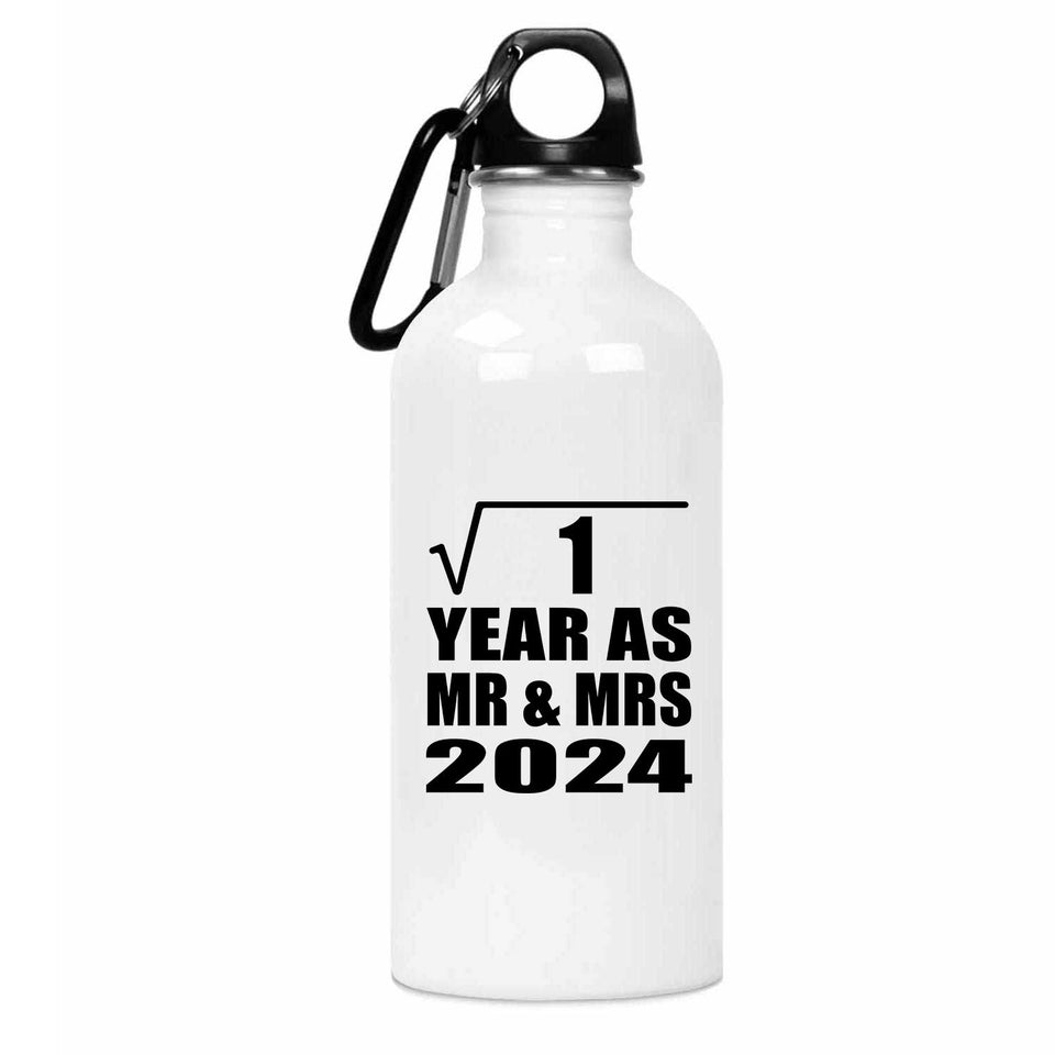 1st Anniversary Square Root of 1 Year As Mr & Mrs 2024 - Water Bottle