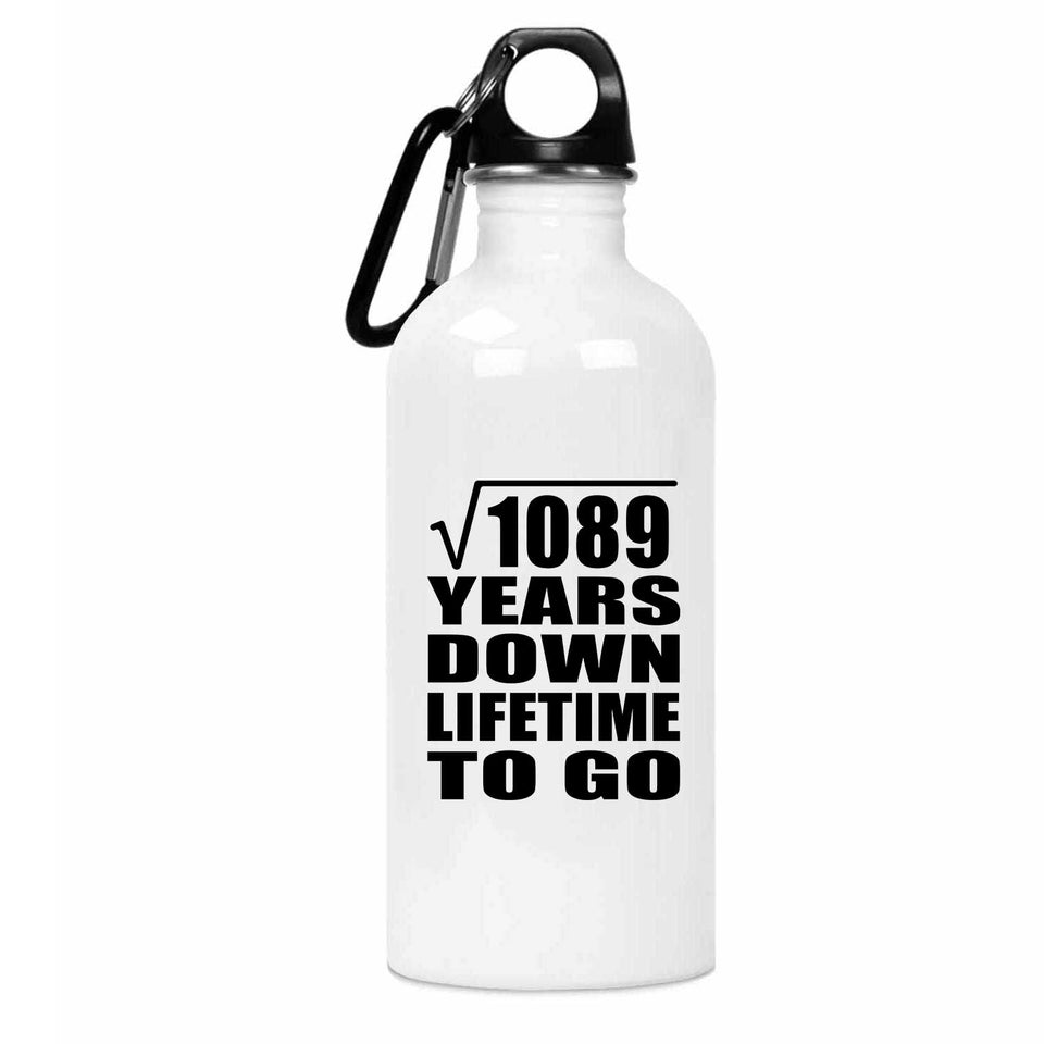 33rd Anniversary Square Root of 1089 Years Lifetime To Go - Water Bottle