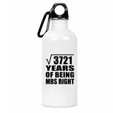 61st Anniversary Square Root of 3721 Years of Being Mrs Right - Water Bottle