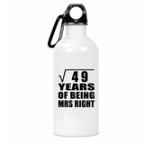 7th Anniversary Square Root of 49 Years of Being Mrs Right - Water Bottle