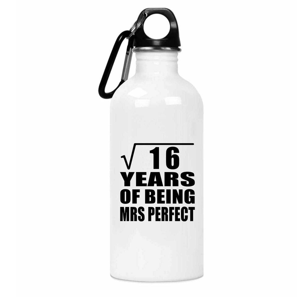 4th Anniversary Square Root of 16 Years of Mrs Perfect - Water Bottle