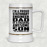 Proud Stationary Engineer Dad Of Awesome Son - Beer Stein