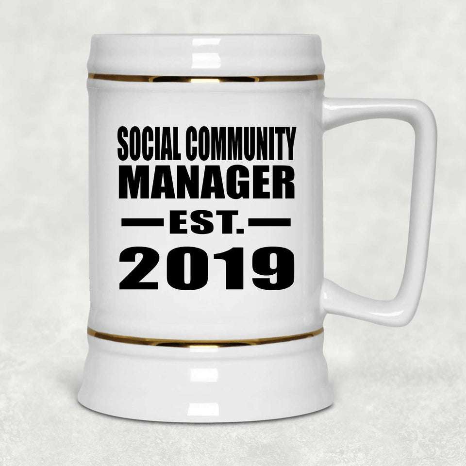 Social Community Manager Established EST. 2019 - Beer Stein