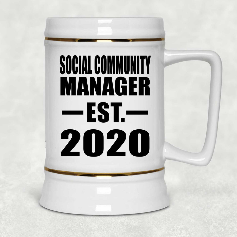 Social Community Manager Established EST. 2020 - Beer Stein