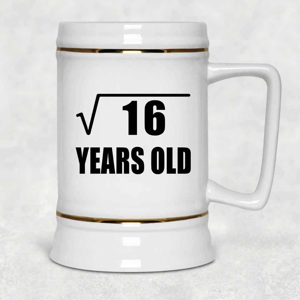 4th Birthday Square Root of 16 Years Old - Beer Stein